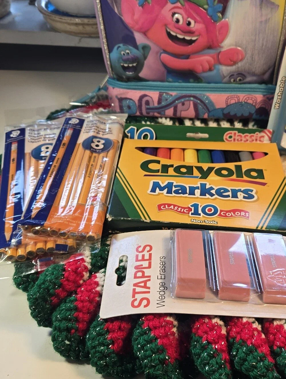 Dreamworks Troll's Lunchbox with School Supplies Markers & Pencils Bundle